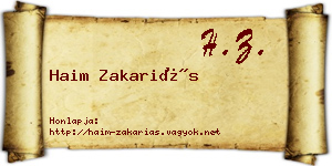 Haim Zakariás névjegykártya